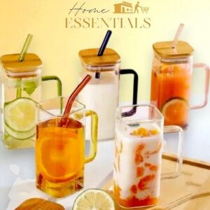 Glass Mug with Wooden Lid – 400ML