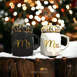 Mr & Mrs Design Coffee Mug with Lid – 1Pc