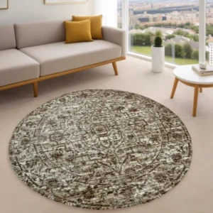 Sorrento Dallas BeigeBrown Round Rug